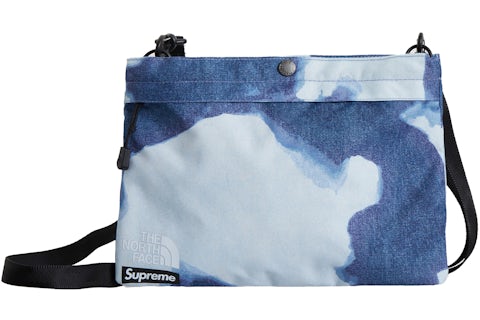 Supreme The North Face Bleached Denim Print Shoulder Bag Indigo