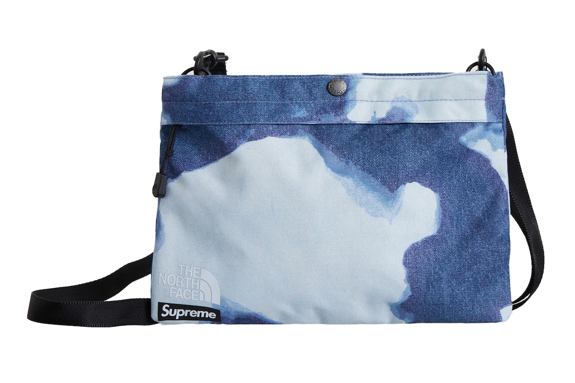 Pre-owned Supreme The North Face Bleached Denim Print Shoulder Bag Indigo