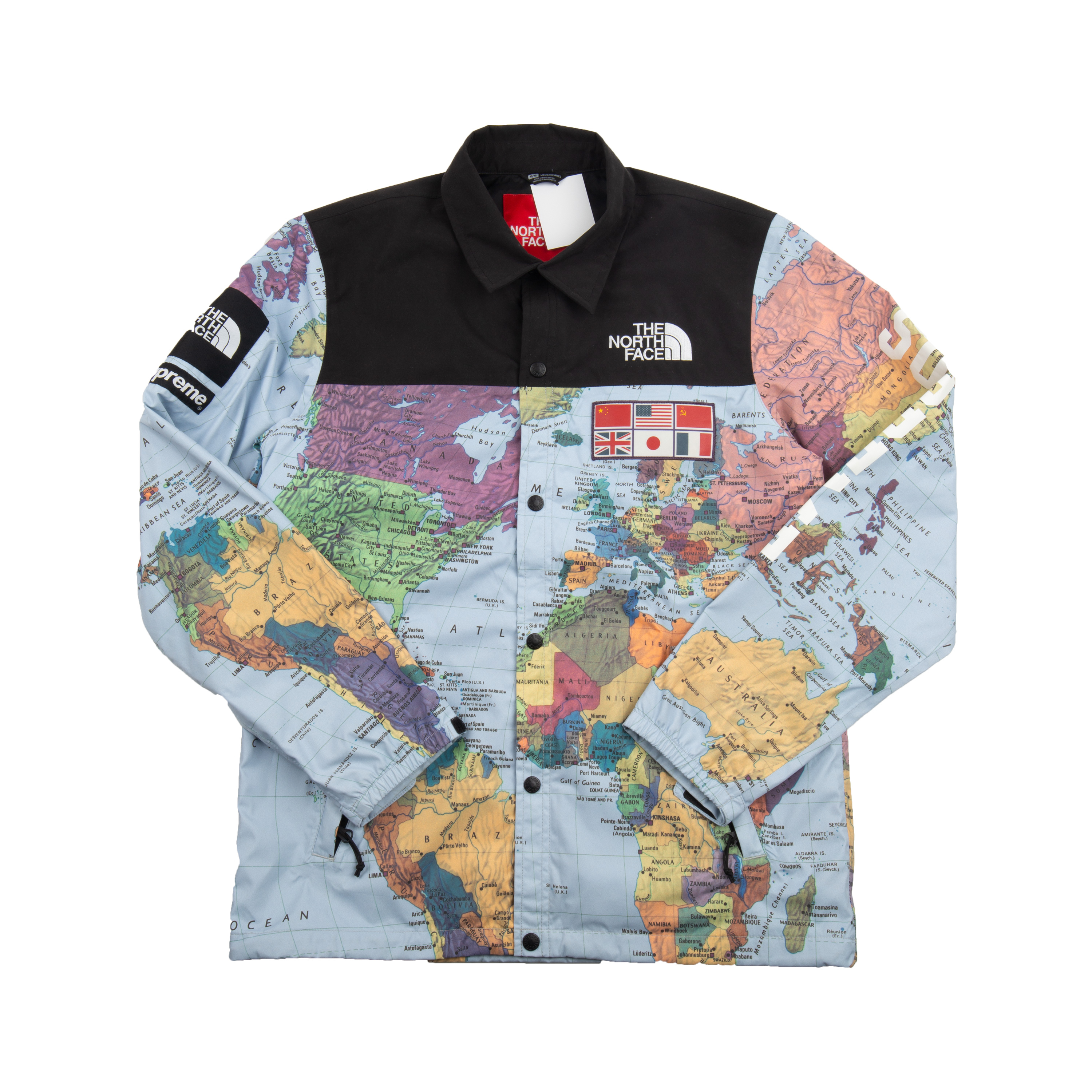tnf x supreme world map jacket