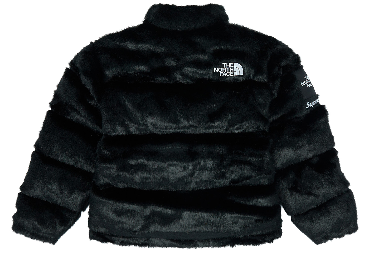 black fuzzy north face jacket