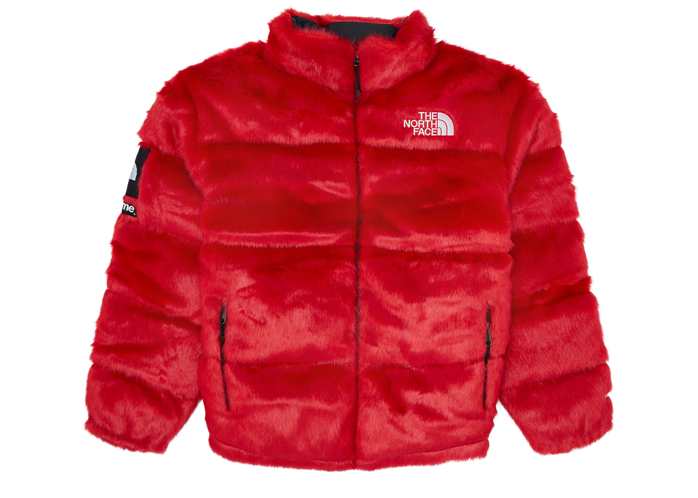 Supreme The North Face Faux Fur Nuptse Jacket Red
