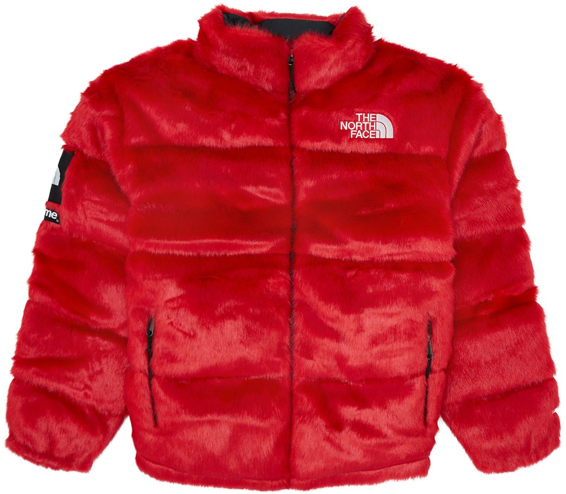 Supreme The North Face Faux Fur Nuptse Jacket Red Fw