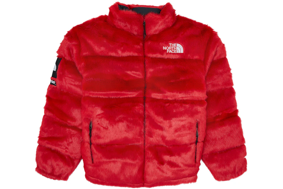 Supreme The North Face Faux Fur Nuptse Jacket Red