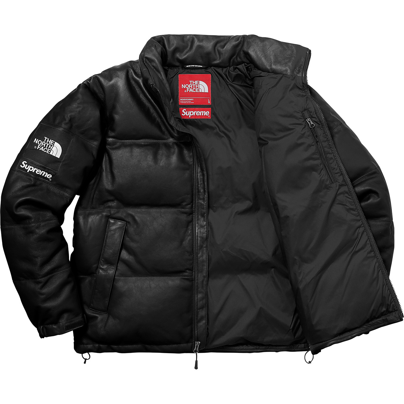 Supreme The North Face Leather Nuptse Jacket Black Men's - FW17 - GB