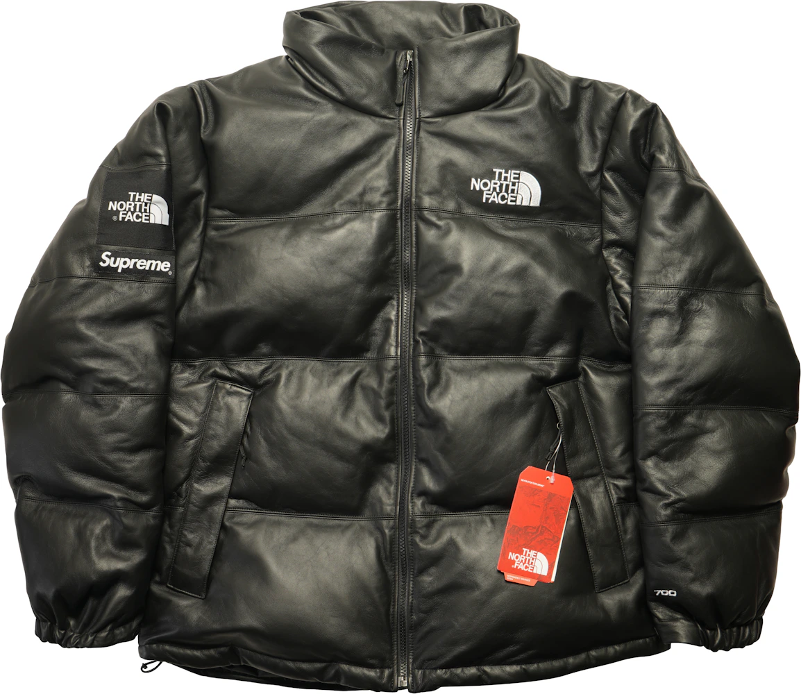 Supreme The North Face Leather Nuptse Jacket Black Men's - FW17 - US