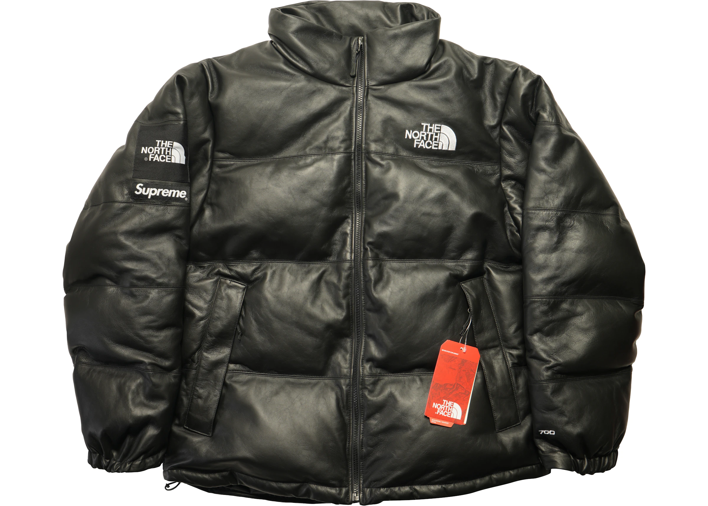 Gevoelig voor Geplooid Dag Supreme The North Face Leather Nuptse Jacket Black - FW17 - US