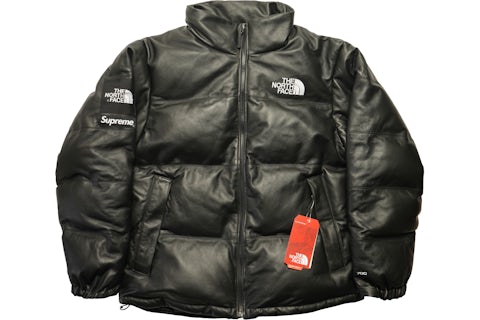 Supreme The North Face Leather Nuptse Jacket Black Men's FW17 GB