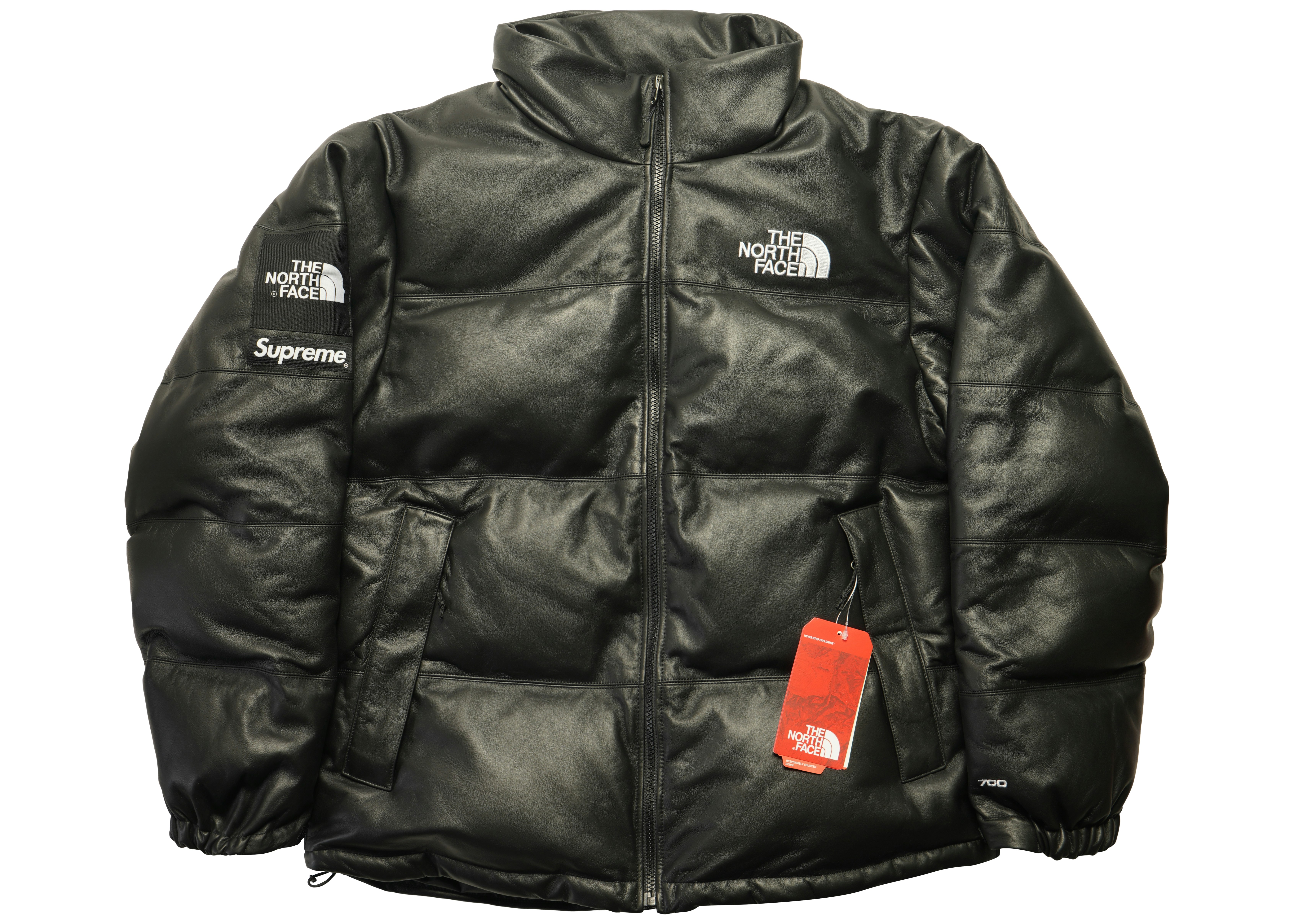 Supreme The North Face Leather Nuptse Jacket Black - FW17 - CN