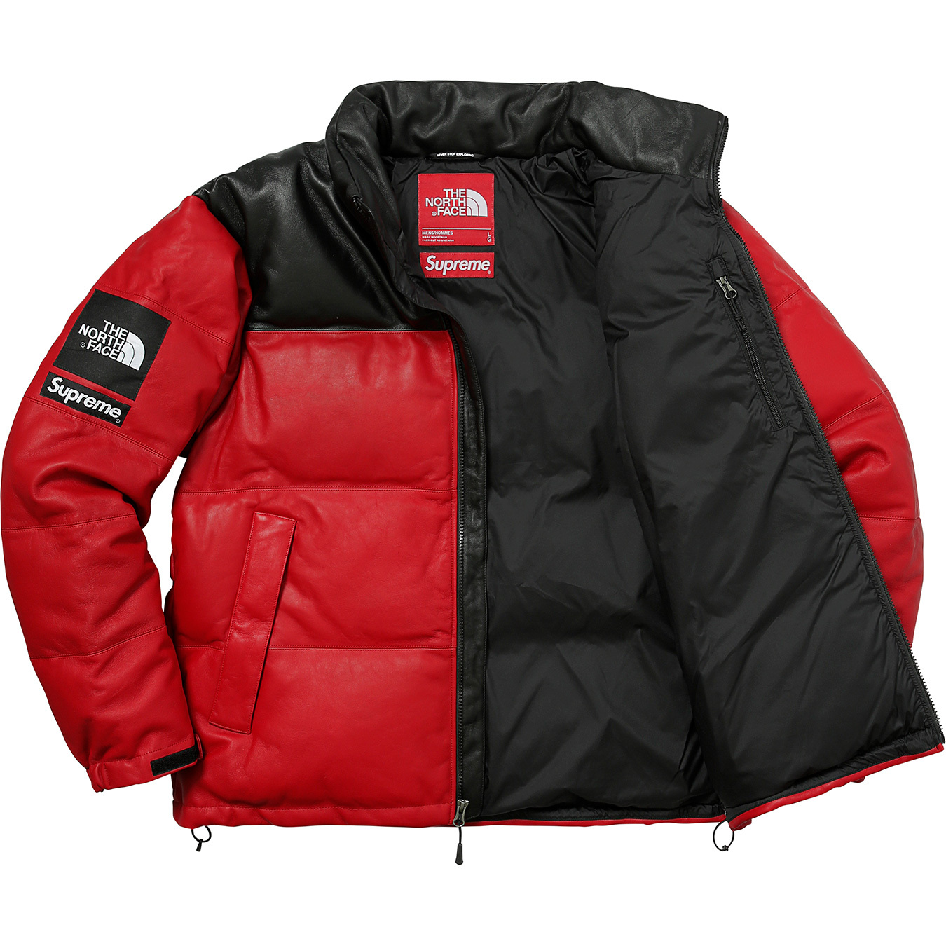 Supreme The North Face Leather Nuptse Jacket Red Men's