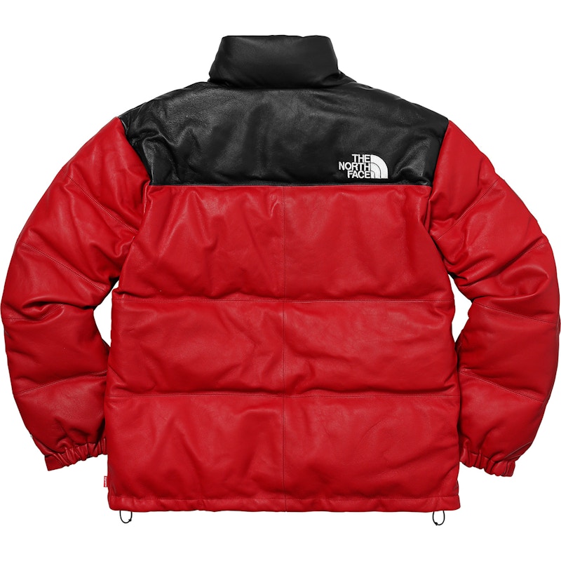 Supreme The North Face Leather Nuptse Jacket Red Men's - FW17 - US