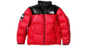 Supreme The North Face Leather Nuptse Jacket Red