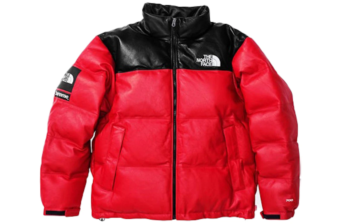 Supreme The North Face Leather Nuptse Jacket Red