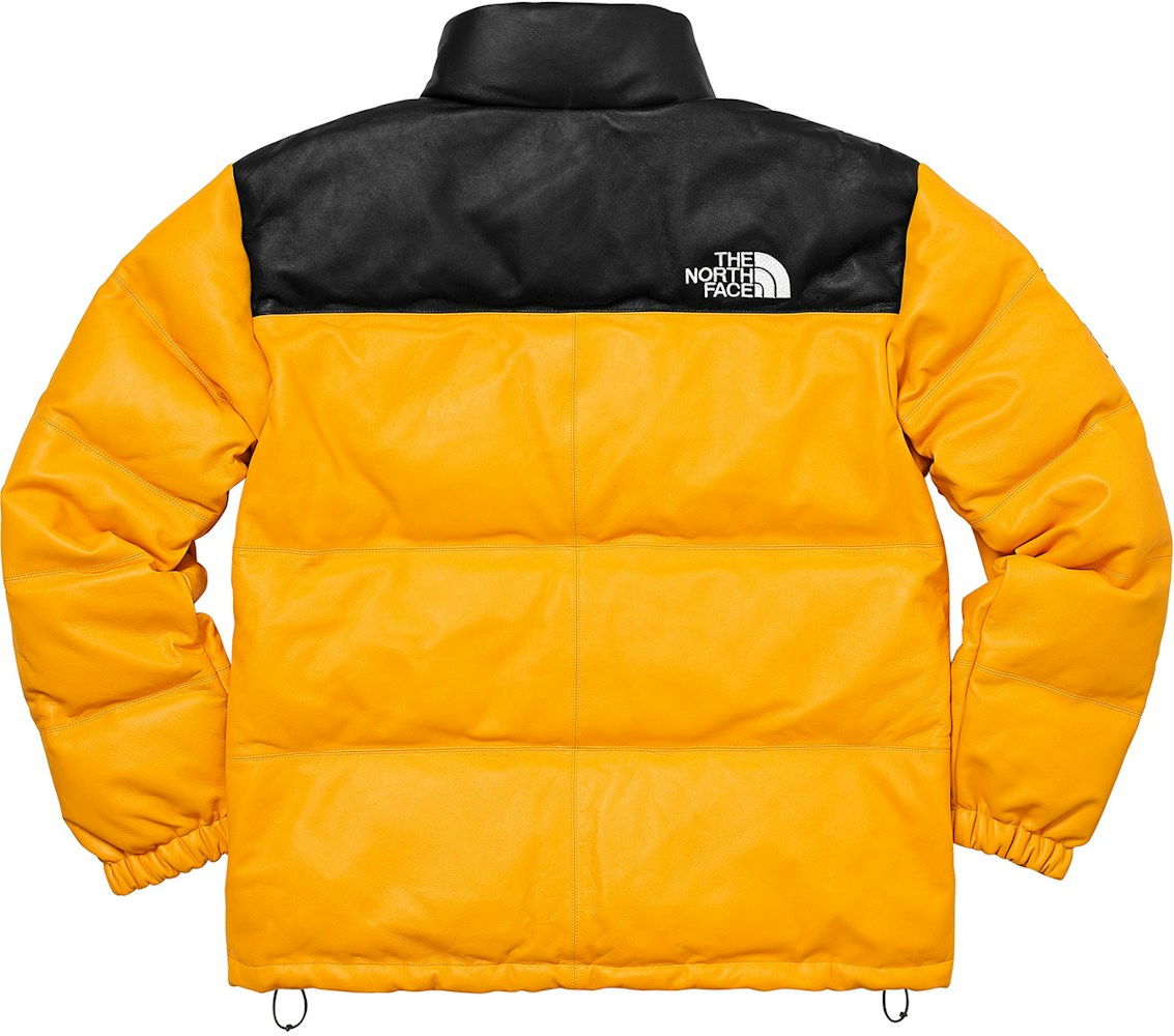 Supreme The North Face Leather Nuptse Jacket Yellow Fw17
