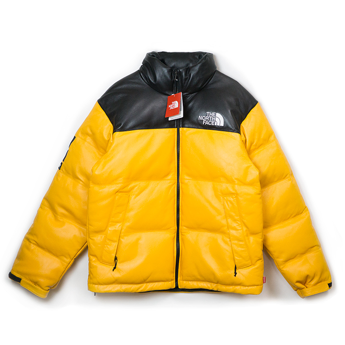 Supreme The North Face Leather Nuptse Jacket Yellow - FW17 Men's - US