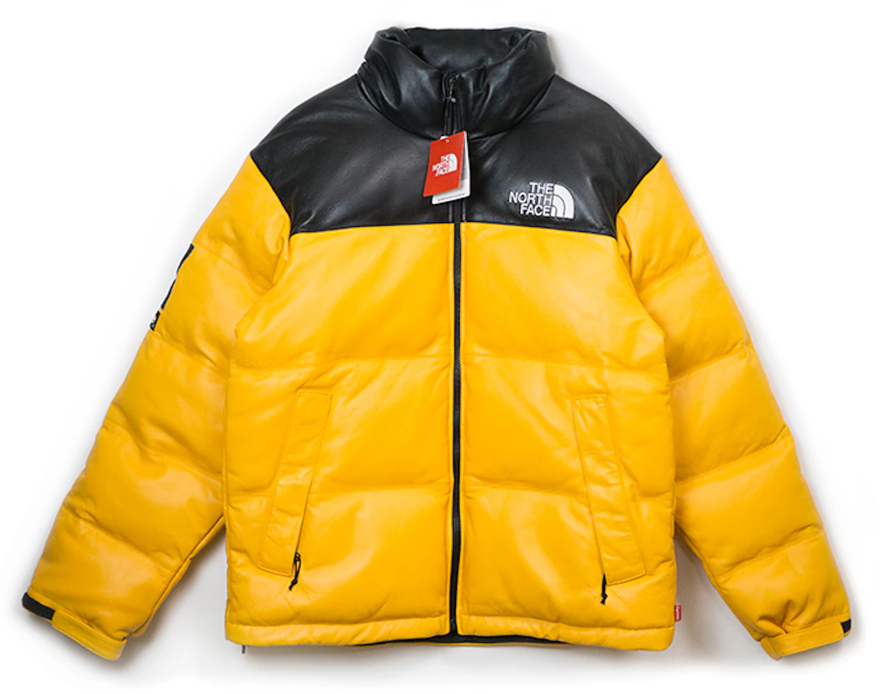 tweedehands kam gereedschap Supreme The North Face Leather Nuptse Jacket Yellow - FW17 Men's - US