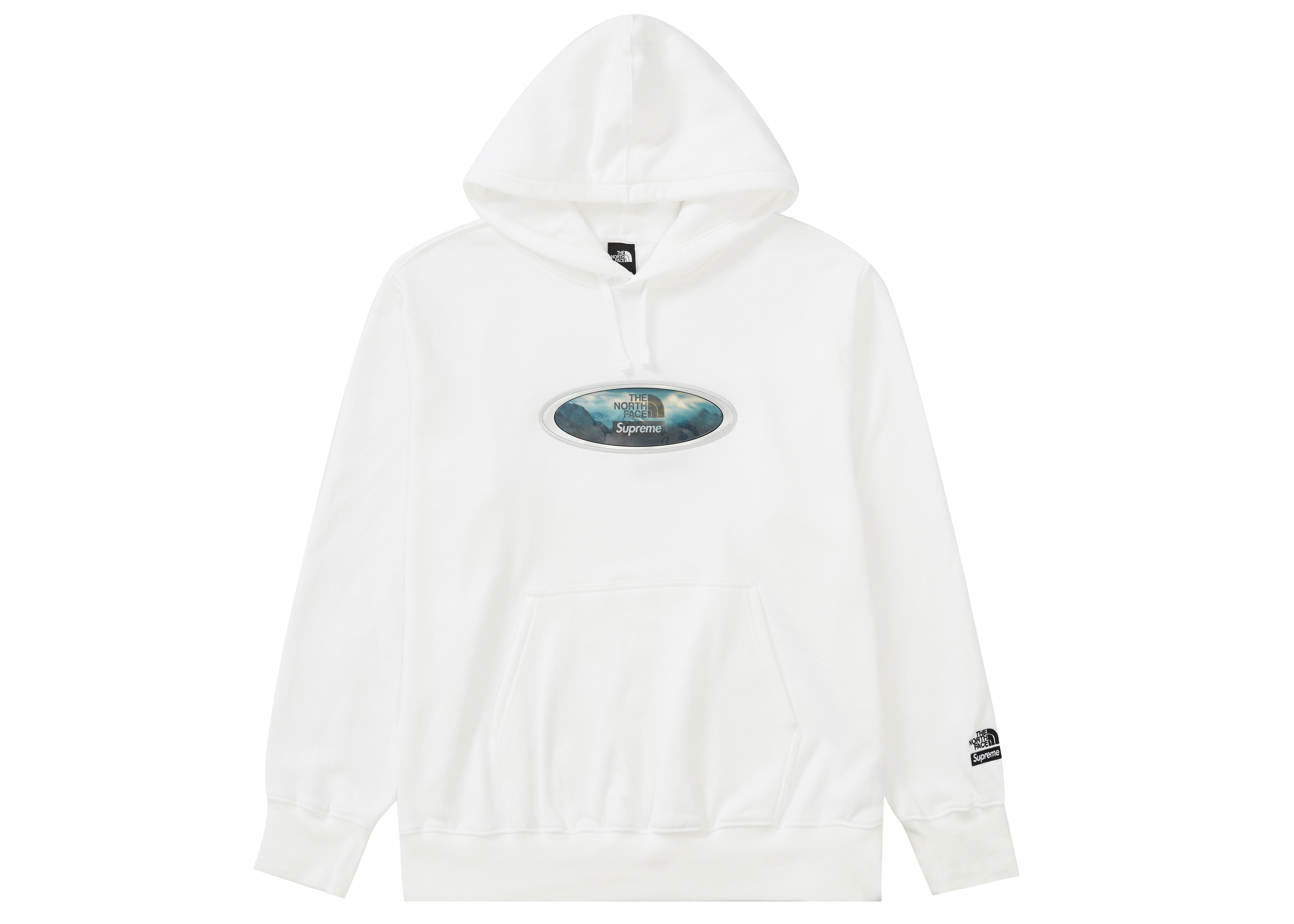 Supreme The North Face Lenticular Mountains Hooded Sweatshirt White