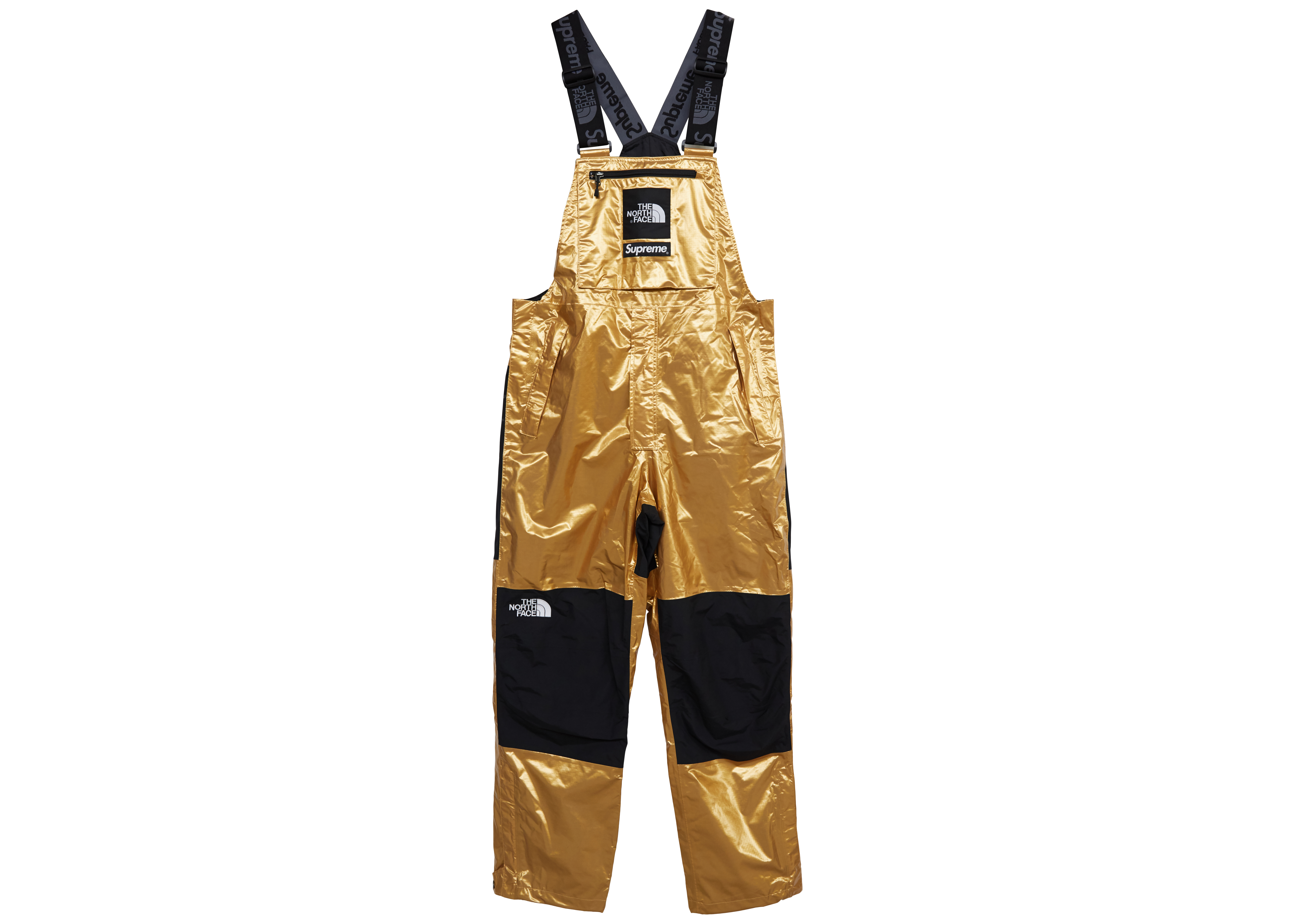 Supreme The North Face Metallic Mountain Bib Pants Gold