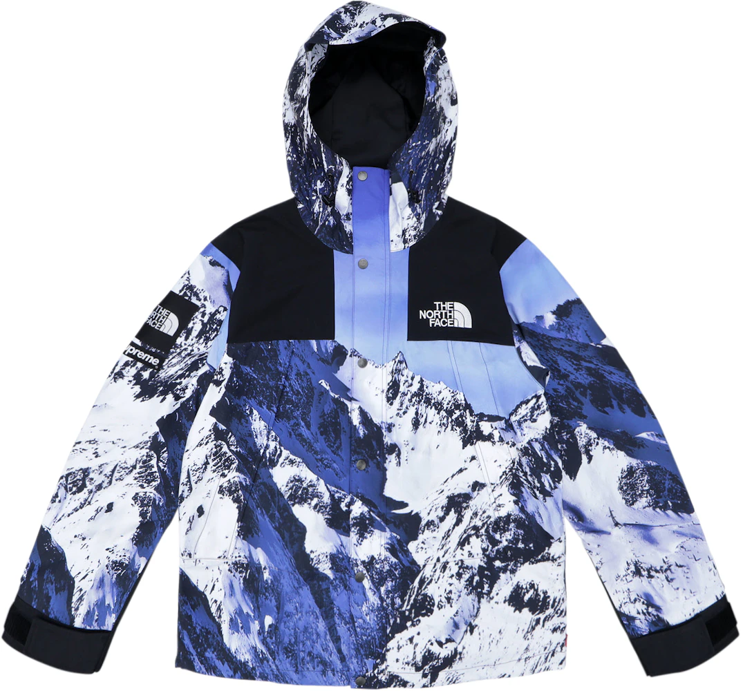 SUPREME THE NORTH FACE MOUNTAIN PARKA JACKET M XL FW17 TNF BLUE WHITE PRINT