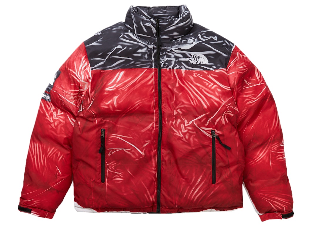Pre-owned Supreme The North Face Printed Nuptse Trompe L'oeil Jacket Red