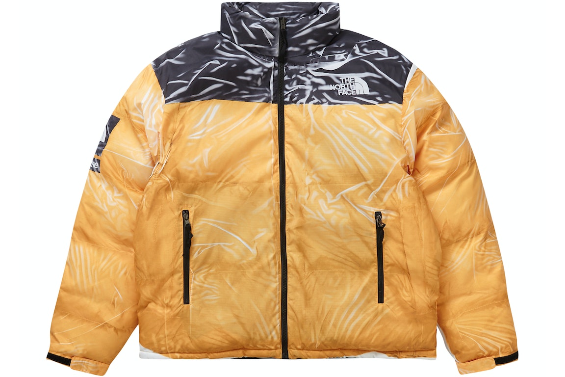 Pre-owned Supreme The North Face Printed Nuptse Trompe L'oeil Jacket Yellow