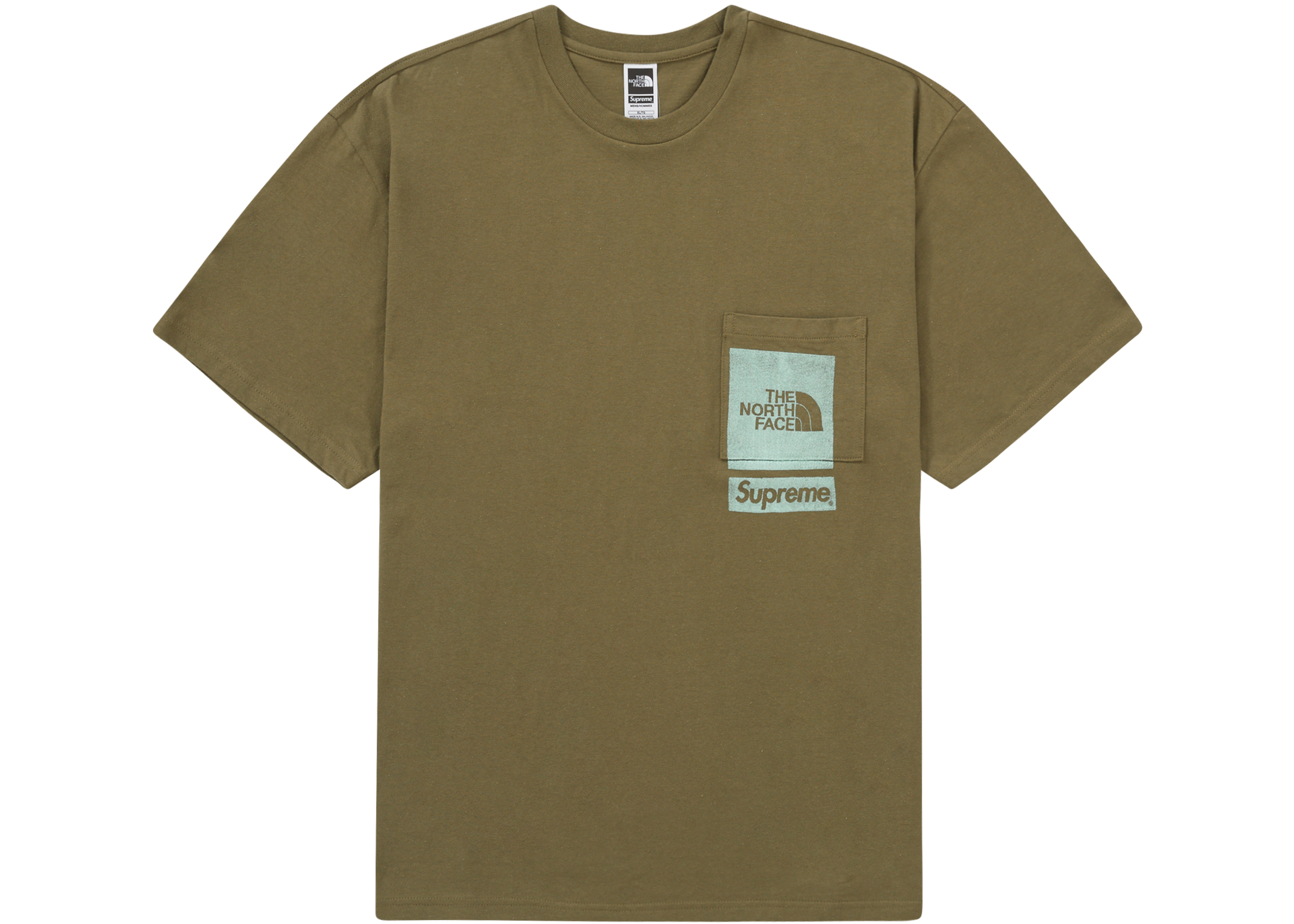 Supreme The North Face Printed Pocket Tee Olive Men's - SS23 - US