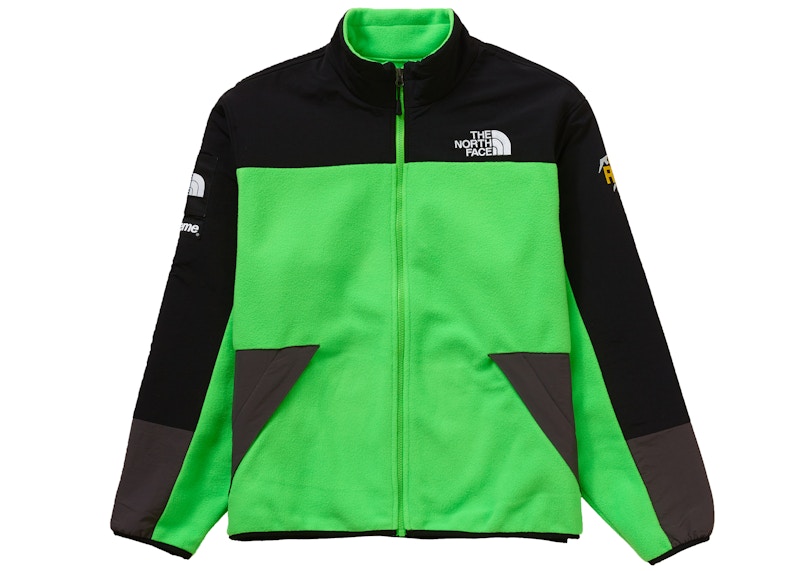 green fuzzy north face jacket