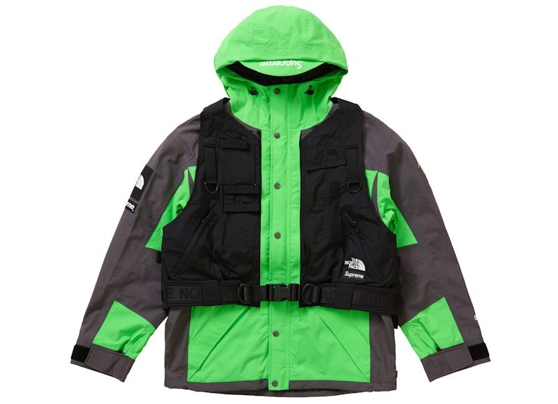 bright green north face jacket