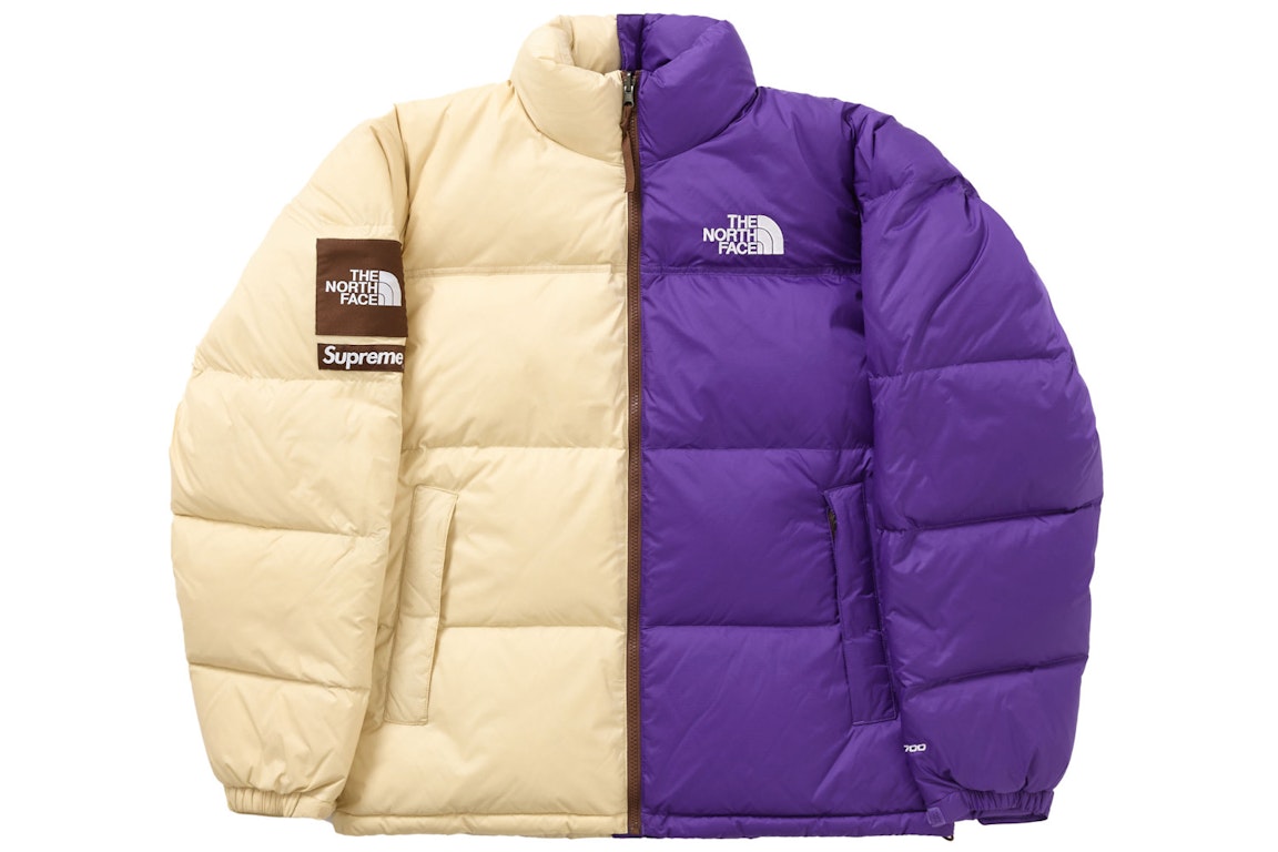Pre-owned Supreme The North Face Split Nuptse Jacket White In Tan