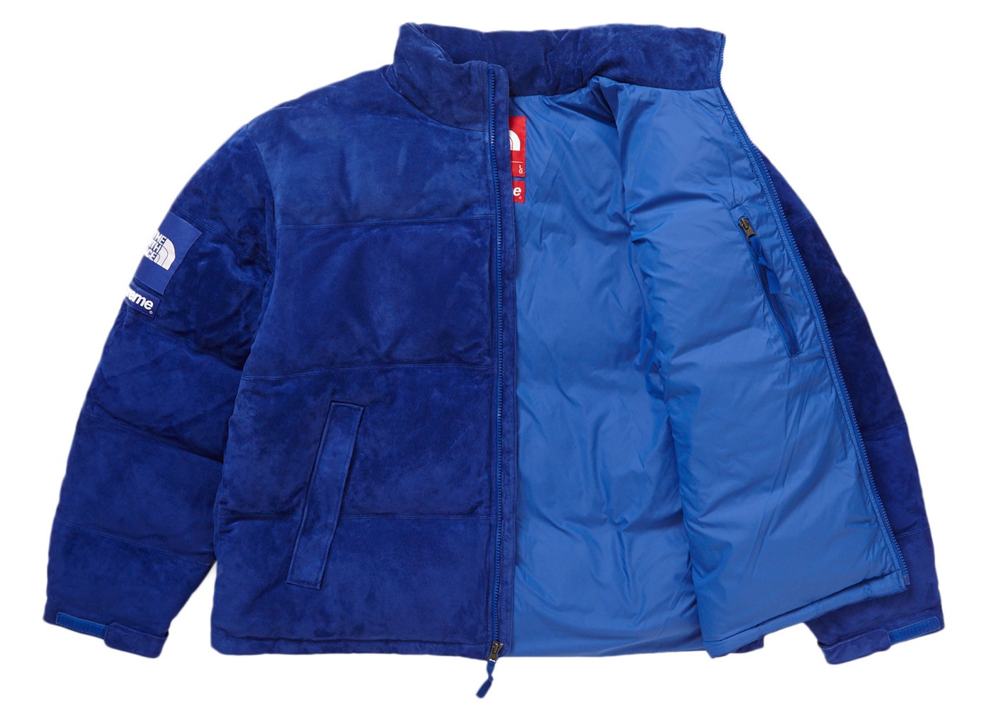 Supreme The North Face Suede Nuptse Jacket Blue Men's - FW23