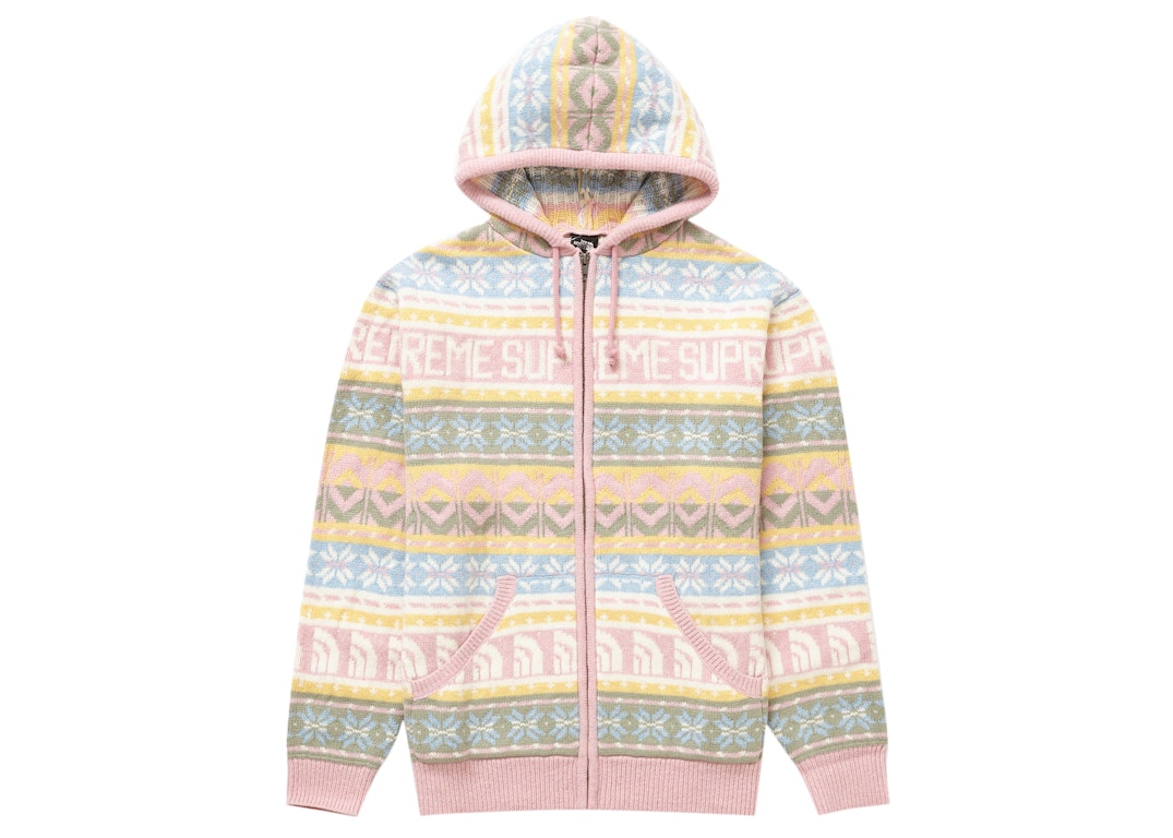 Pre-owned Supreme The North Face Zip Up Hooded Sweater Pink