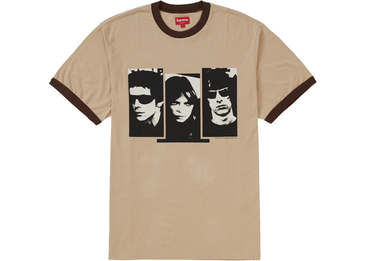 Supreme The Velvet Underground Ringer Tee Tan Men's - FW19 - US