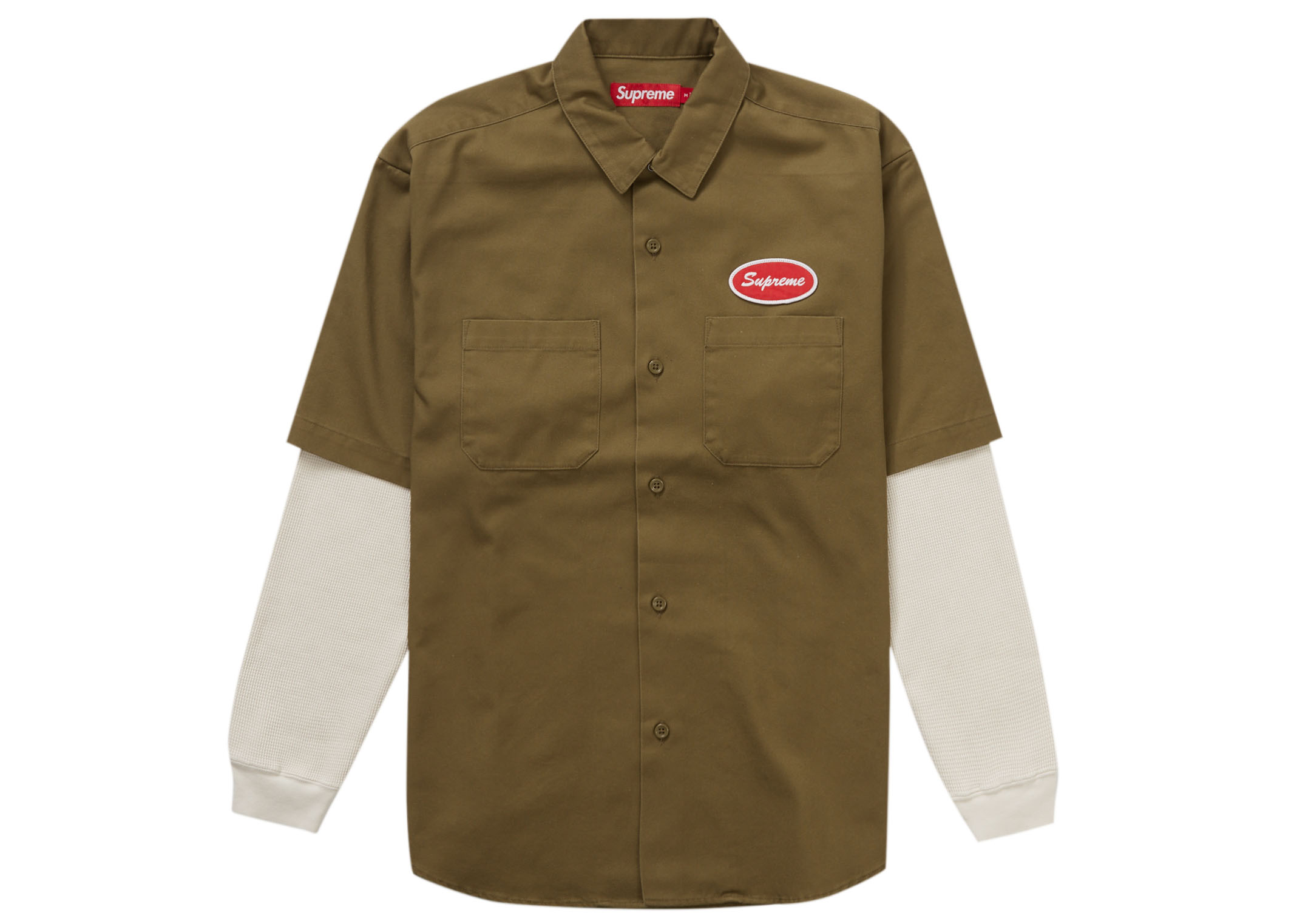 Supreme Thermal Sleeve Work Shirt Olive Men's - FW23 - US