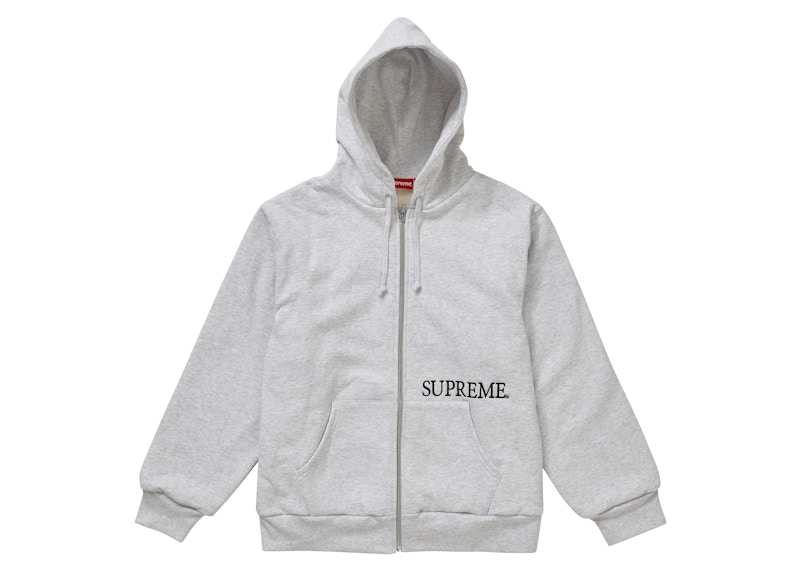 Supreme Thermal Zip Up Hooded Sweatshirt Ash Grey Men's - FW19 - US