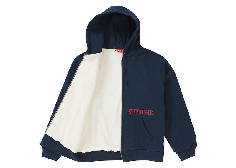 Supreme Thermal Zip Up Hooded Sweatshirt Navy Men's - FW19 - US