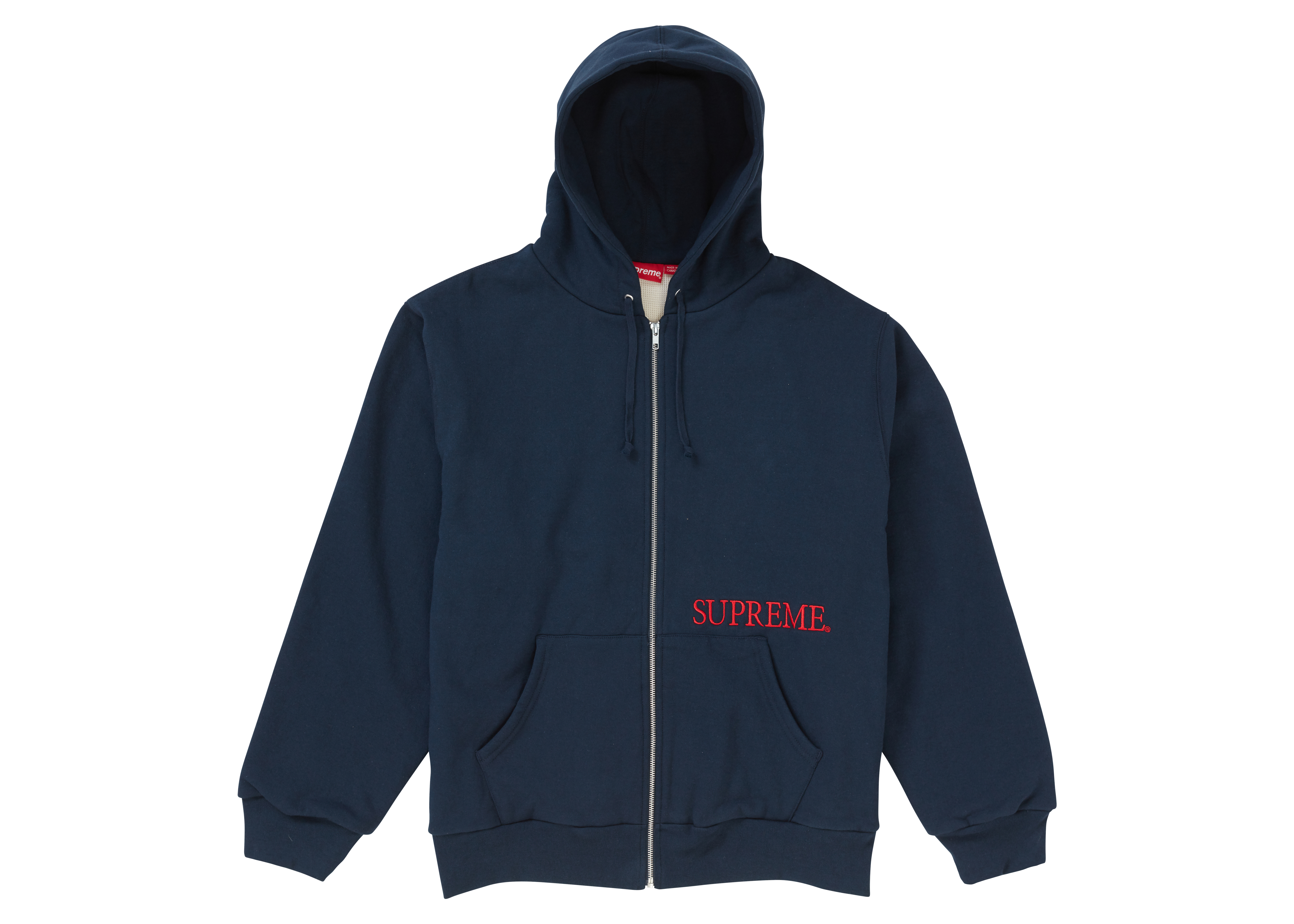 Supreme Thermal Zip Up Hooded Sweatshirt Navy - FW19 Men's - US