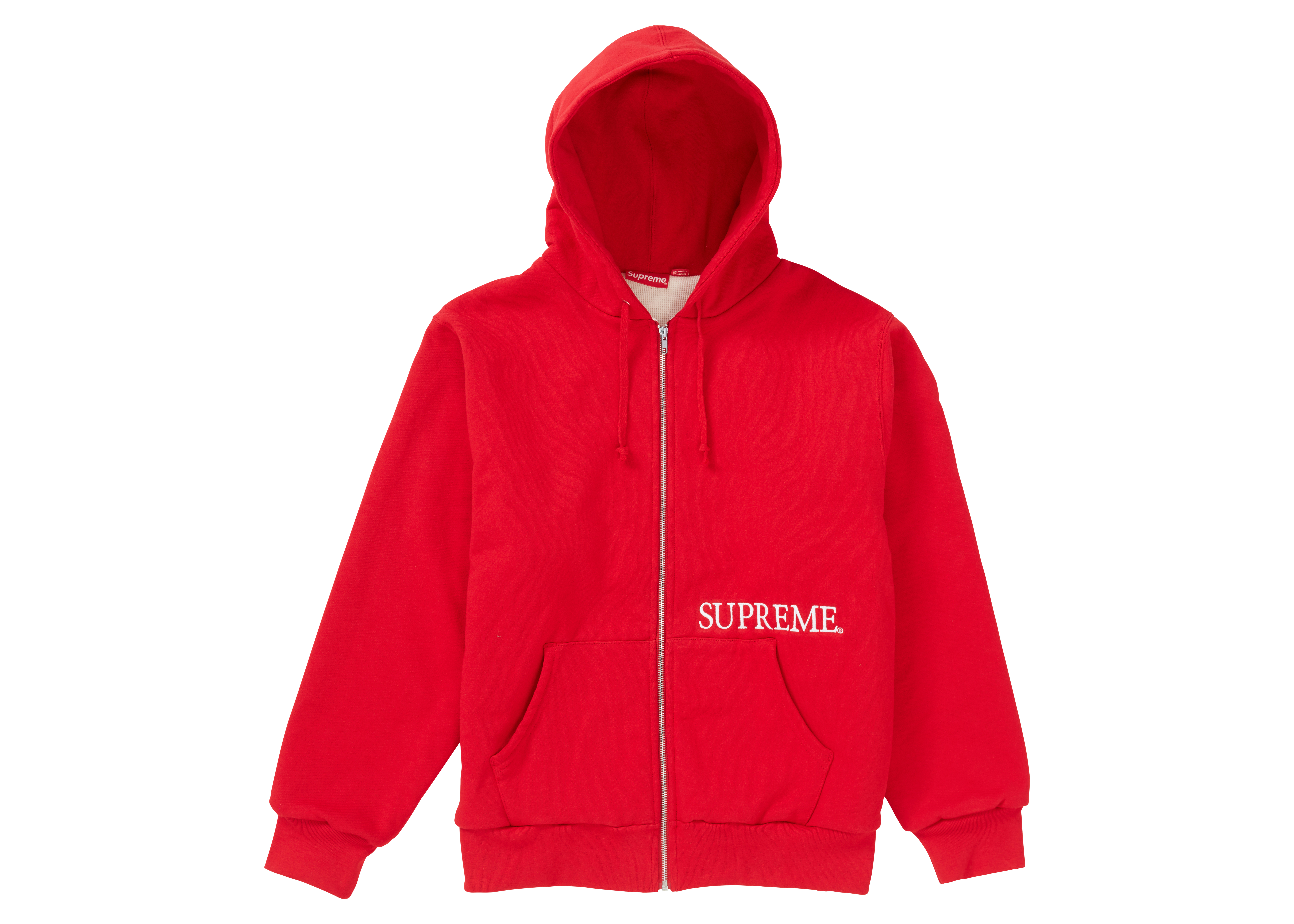 Supreme Thermal Zip Up Hooded Sweatshirt Red - FW19 Men's - US