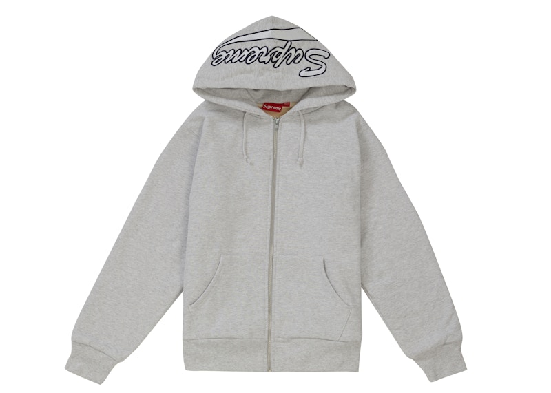 supreme zip up hoodie grey