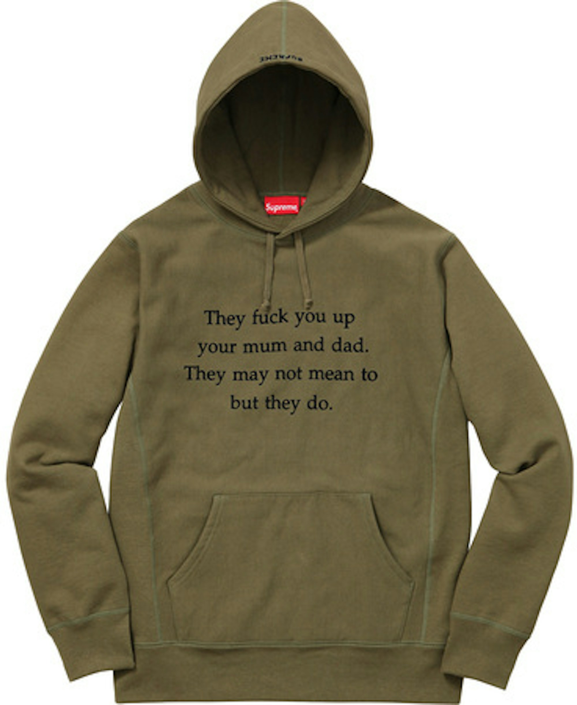 Supreme They Fuck You Up Hoodie Olive - FW16
