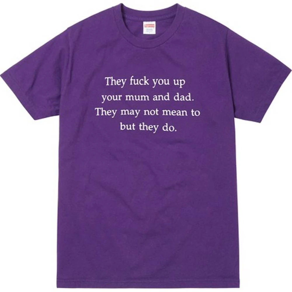 Supreme They Fuck You Up Tee Purple Mens Fw16 Gb