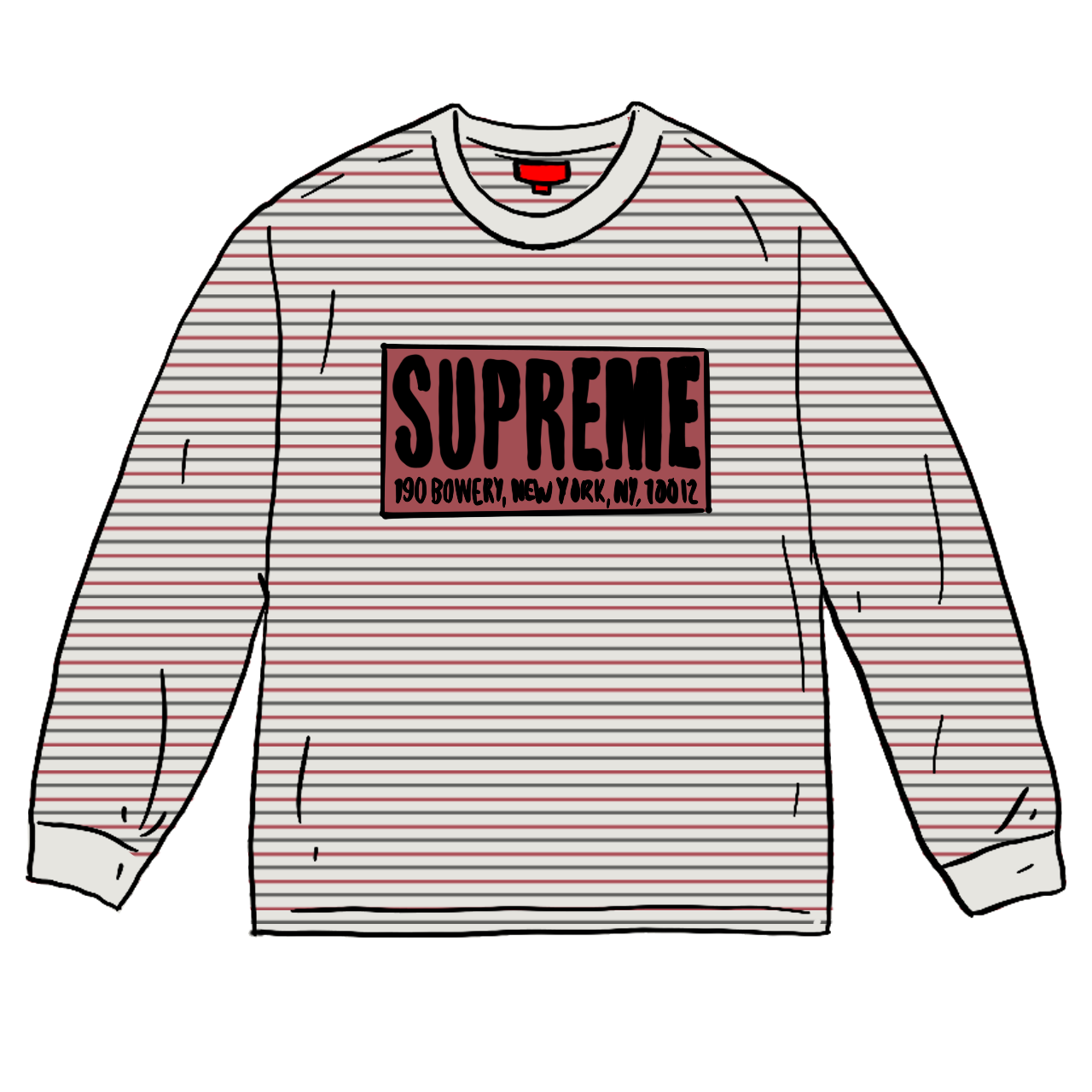 Supreme Thin Stripe L/S Top White