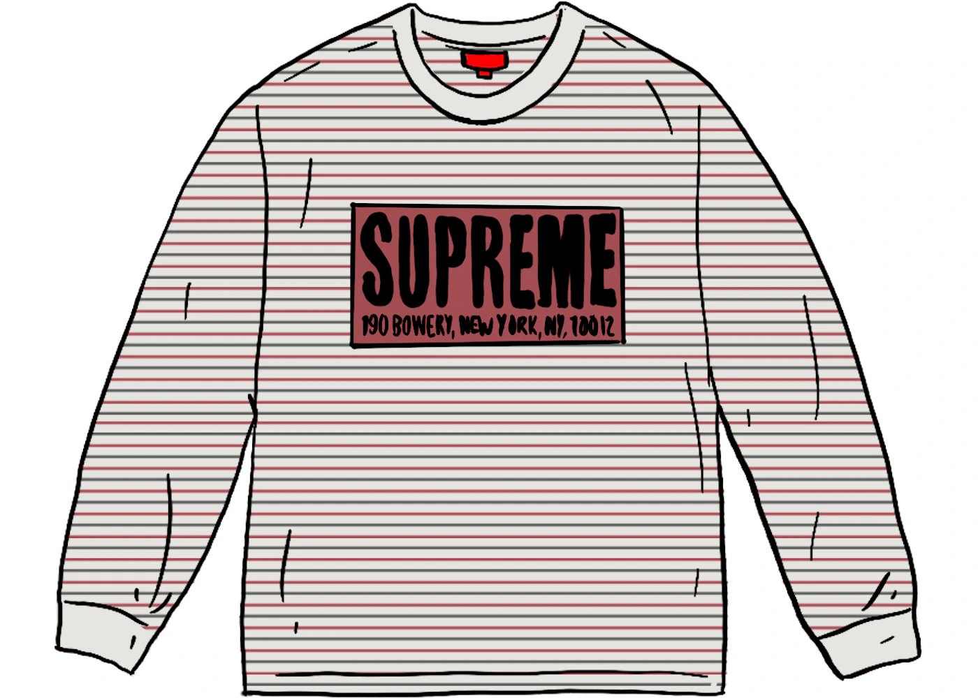 Supreme Thin Stripe L/S Top White