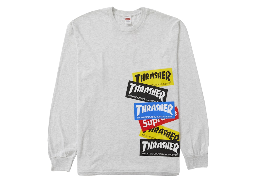 Pre-owned Supreme Thrasher Multi Logo L/s Tee Ash Grey