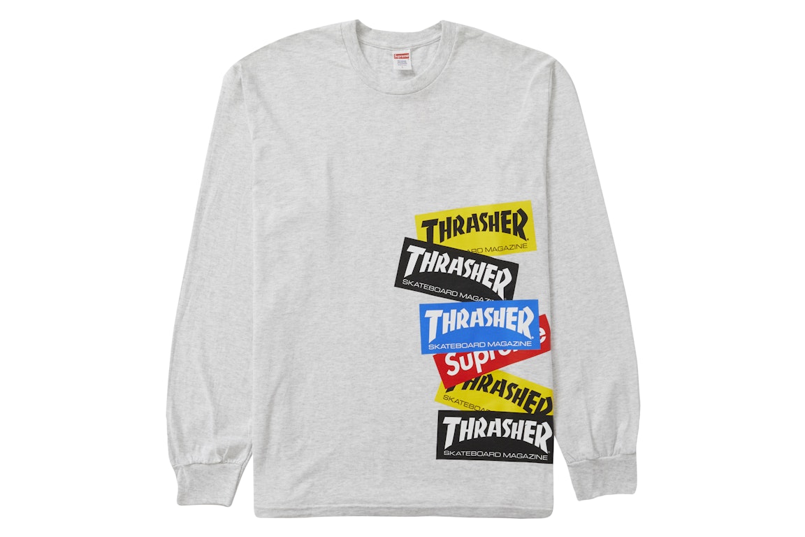 Pre-owned Supreme Thrasher Multi Logo L/s Tee Ash Grey