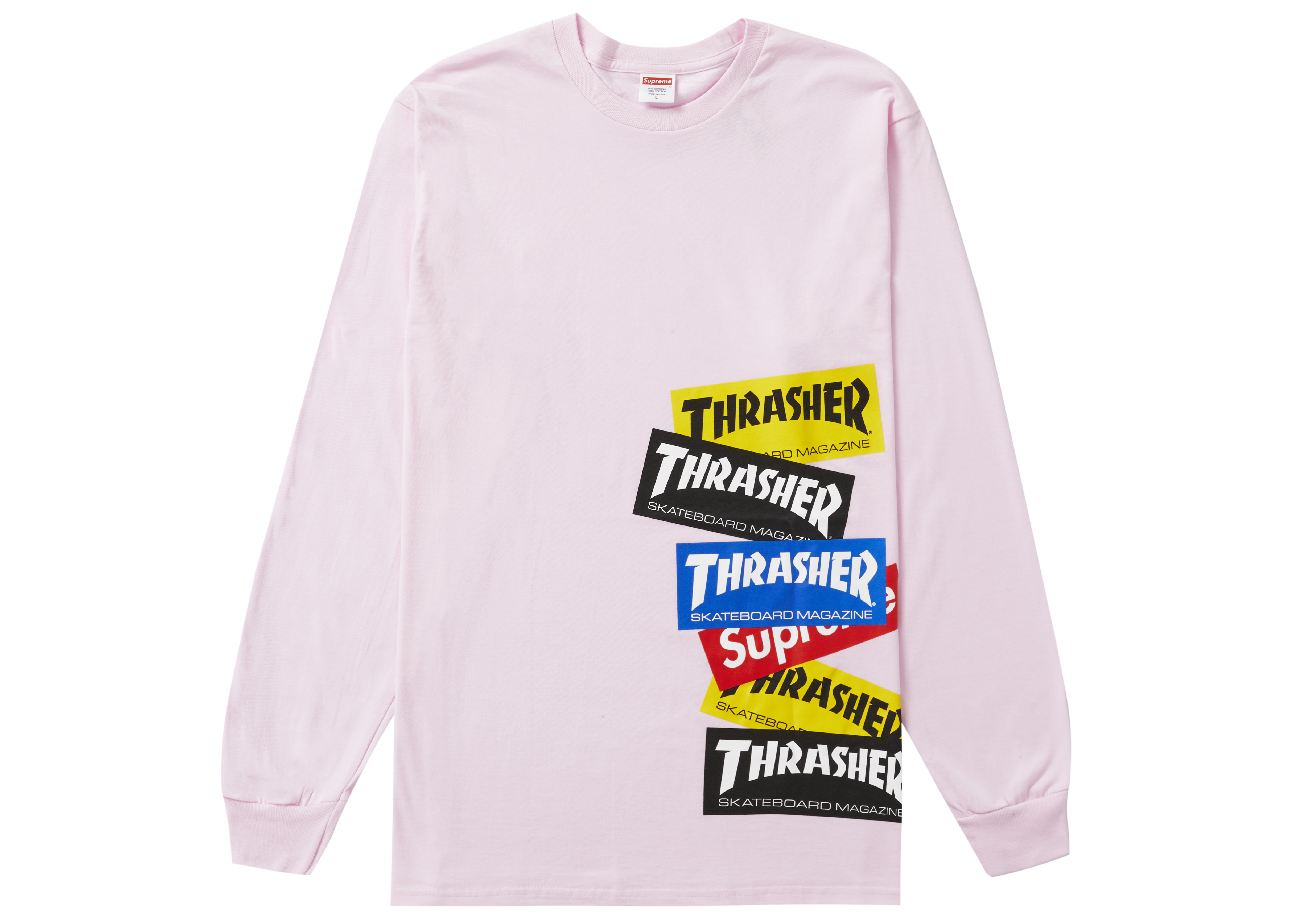 Supreme Thrasher Multi Logo L/S Tee Light Pink