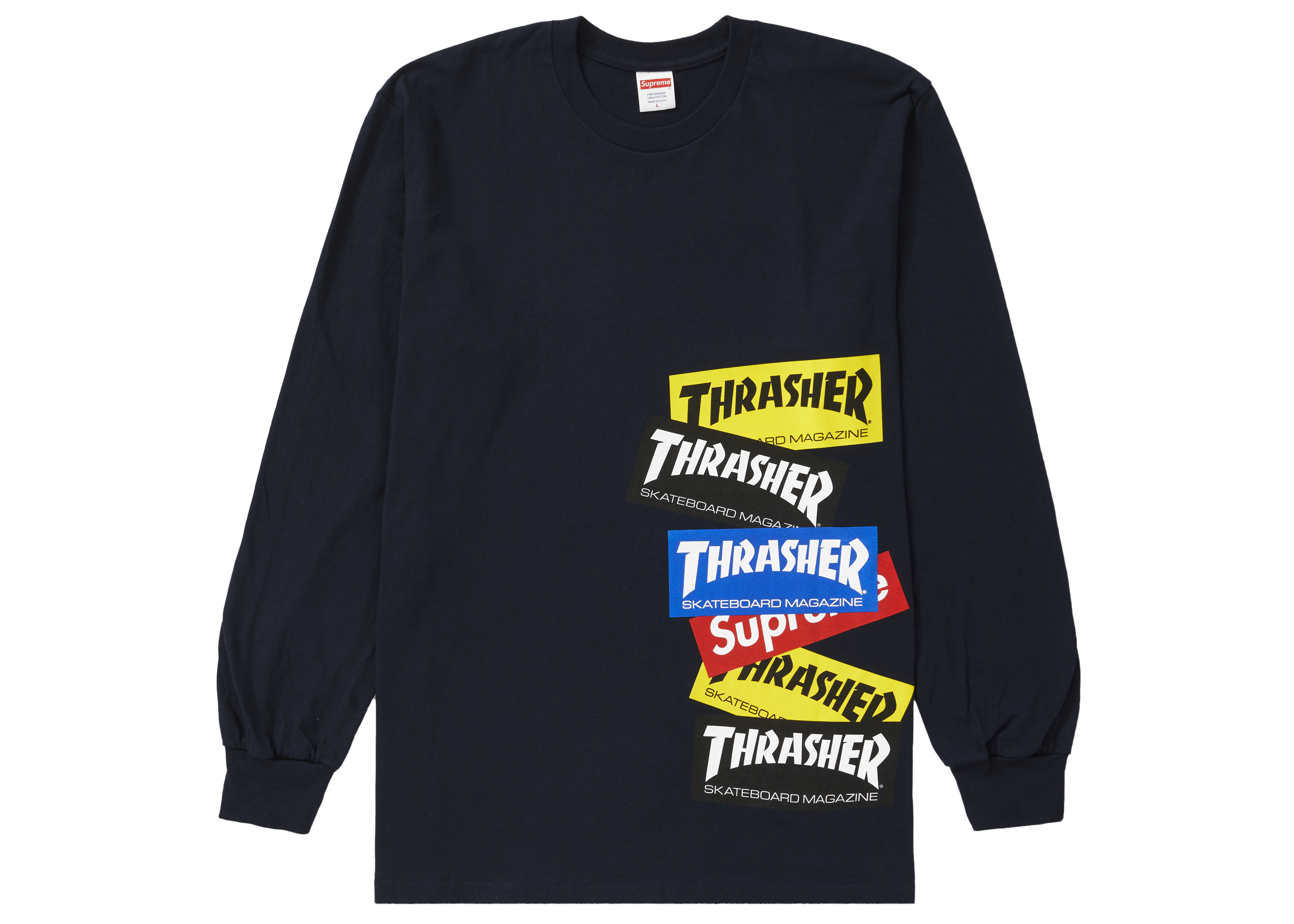 Supreme Thrasher Multi Logo L/S Tee Black Men's - FW21 - US