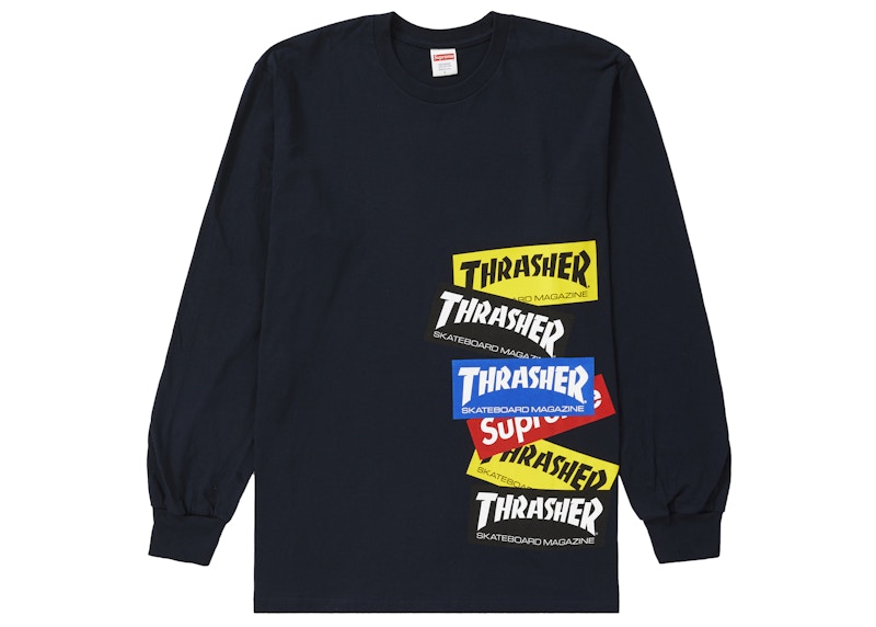 Supreme Thrasher Multi Logo L/S Tee Navy - FW21 - US