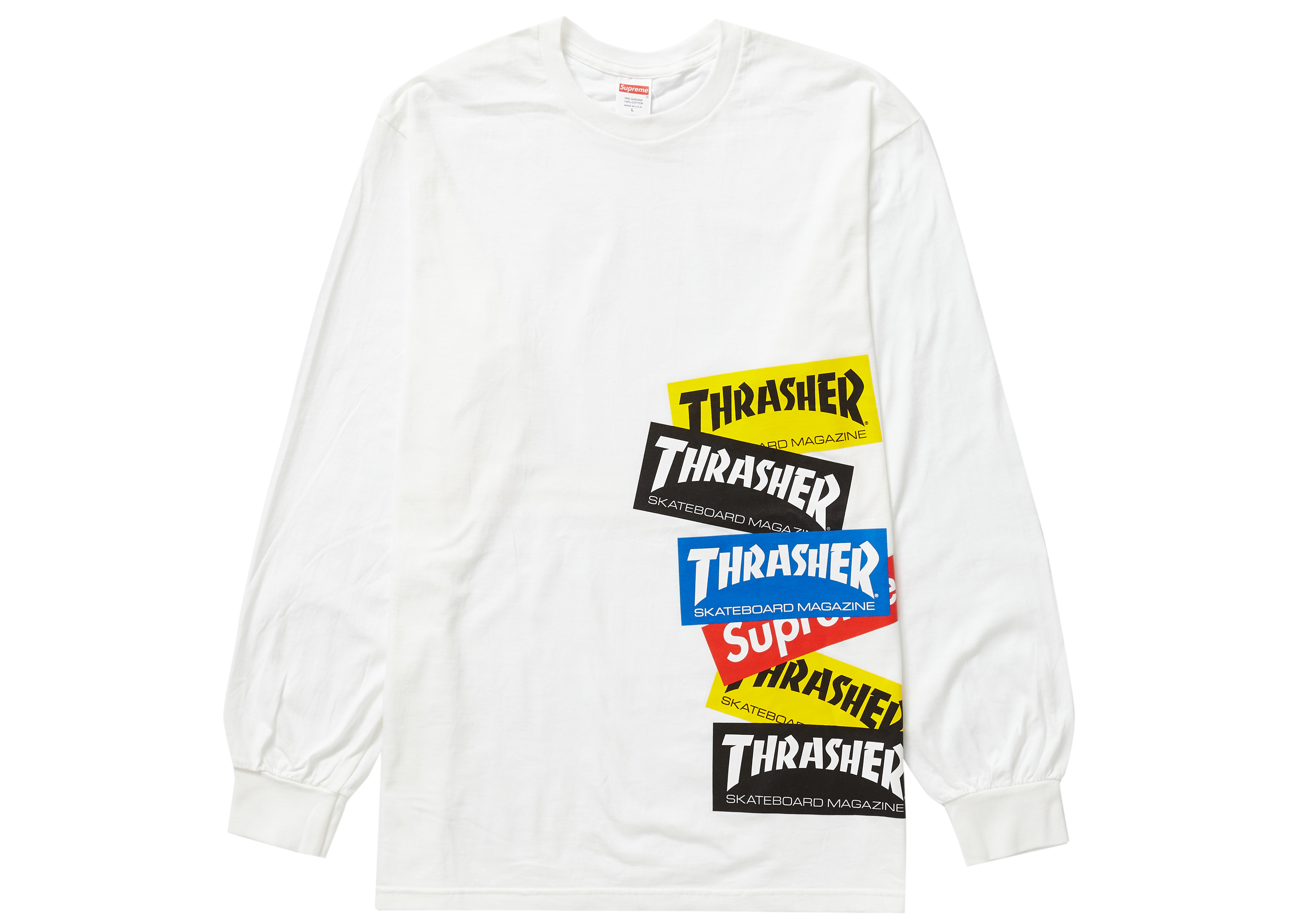 Supreme Thrasher Multi Logo L/S Tee White Men's - FW21 - US