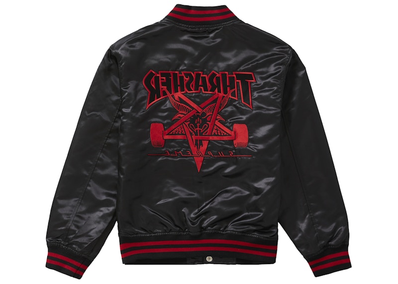 美品Supreme Thrasher Satin Varsity Jacket