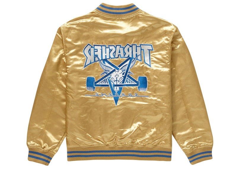 Supreme Thrasher Satin Varsity Jacket Gold