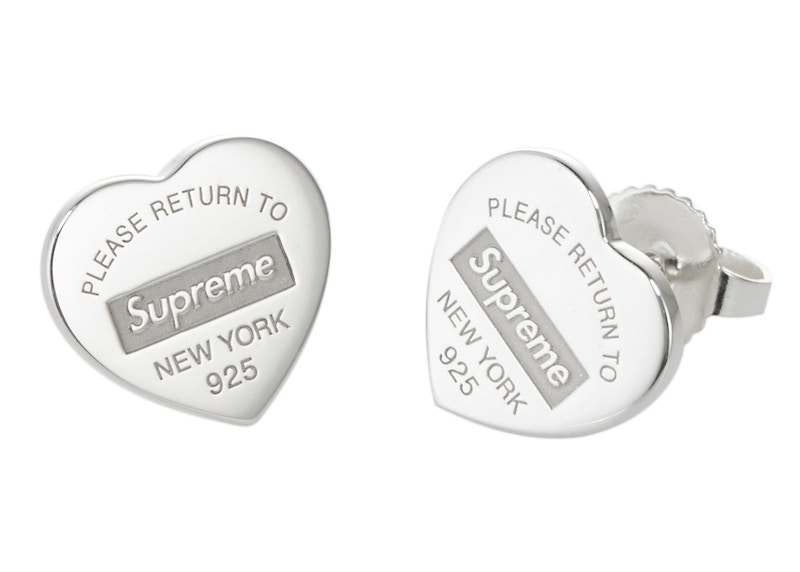 Supreme Tiffany u0026 Co. Return to Tiffany Heart Tag Stud Earrings (Set of 2)  Silver